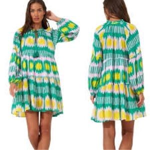 Oliphant Green and Yellow Patterned Cotton Dress